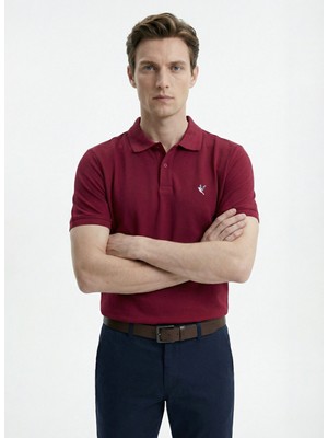 Fabrika Bordo Erkek Slim Fit Polo T-Shirt F5SM-TST 2779 N