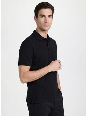 Fabrika Siyah Erkek Regular Fit Polo T-Shirt Nobro Ceplı Nb