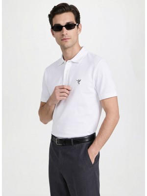 Fabrika Beyaz Erkek Slim Fit Polo T-Shirt F5SM-TST 2779 N