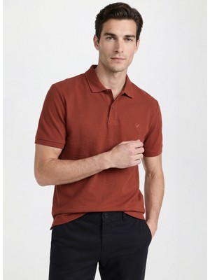 Fabrika Düz Kiremit Erkek Polo T-Shirt Nobro Cepsız Nb