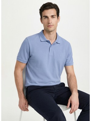 Fabrika Düz Indigo Erkek Polo T-Shirt Nobro Cepsız Nb