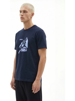 Jeep Lacivert Erkek Relaxed Baskılı T-Shirt J6SM-TST7287