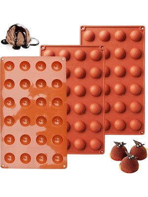 PremiumPort Yarım Küre Silikon Kek ve Çikolata Buz Kalıp Seti, 24'lü