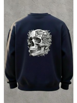 CZMD Anatomical Skull – Lacivert Anatomik Kurukafa Baskılı Unisex Sweatshirt