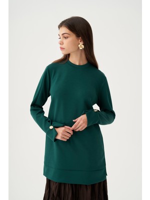 ALLDAY Zümrüt-Yumuşak Dokulu Gold Dügmeli Sweatshirt