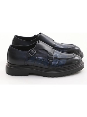 Faruk Balkanas Andrey Model Çift Toka Kroko Hakiki Deri Casual Ayakkabı