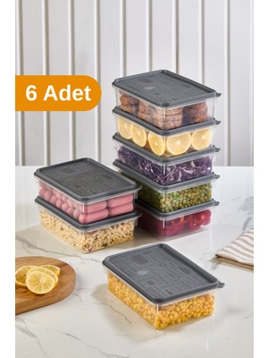 Serstil 6 Adet - 1,3 Lt Küçük Buzdolabı Saklama Kabı – Şeffaf Sızdırmaz Gıda Saklama ve Düzenleme Kutusu