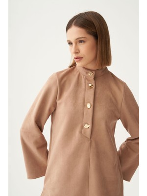 ALLDAY Vizon-Gold Düğmeli Süet Tunik