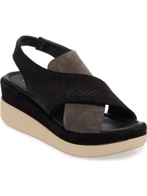 Tergan  Siyah Hakiki Süet Deri Kadın Sandalet - K25Y1SN67755-A01