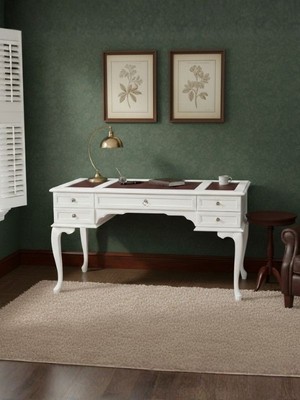 Gazzini Furniture Realm Fransız Retro Deri Ahşap Çalışma Masası 75X140