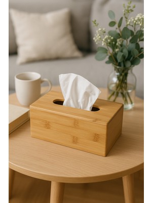 PremiumPort Doğal Bambu Kare Peçetelik, Şık ve Fonksiyonel Mutfak ve Oturma Odası Dekoru