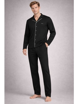 Pierre Cardin Erkek Pijama Takım Düz Desenli L Beden Kutulu Rahat ve Şık Tasarım -M6.1.4.0