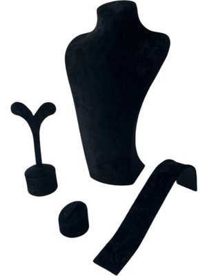 Megass Dekor Süet Kumaş Siyah Renk Mini Vitrin Takı Sergileme Dekorları