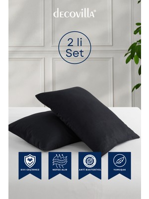 Decovilla Micro Fermuarlı Yastık Alezi Sıvı Geçirmez 2 Li Set Yastık Koruyucu 50X70