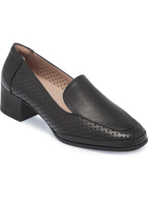 Tergan Siyah Hakiki Deri Kadın Topuklu Ayakkabı - K25I1AY67833-A23