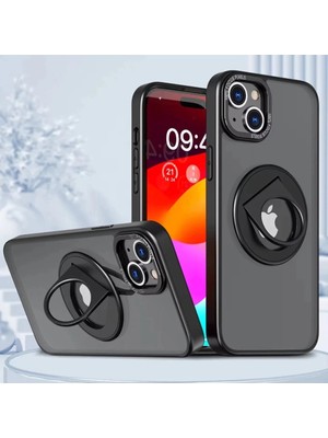 Butik Ally iPhone 15 Için Magsafe Uyumlu Yüzük Standlı Manyetik Silikon KILIF-(5775)