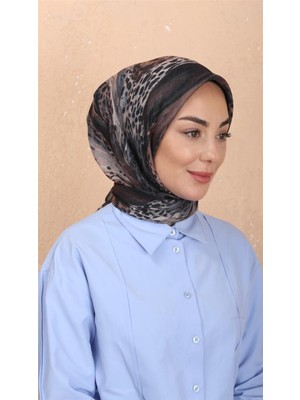 Lo'cella Pamuklu Soft Eşarp 4534-8 Siyah-Kahve