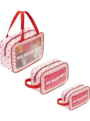 Tata Craft Mega 3'lü Seyahat Makyaj Saklama Seti Büyük Kapasiteli Banyo Saklama Çantası Kozmetik Makyaj Çantası