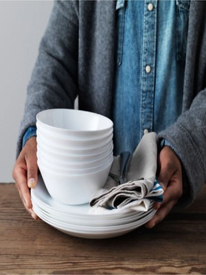 PremiumPort 6'lı 15 cm Beyaz Cam Kase Seti, Çorba, Salata ve Kuruyemişler Için