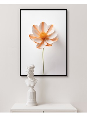 Rosa Art Metal Çerçeveli Gerçek Camlı Tablo - Çiçek Temalı Soyut, Minimalist Tablo