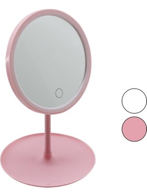 Go İthalat Yuvarlak 7 Inç Ledli - USB Şarjlı Makyaj Aynası 90°takılık Sepetli Ayak Renkli Pls 17.5cm (5473)