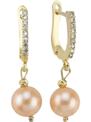 Birinci1926 Şeftali Ton Doğal Inci Küpe