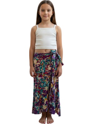 Çikoby Kız Çocuk İkili Takım – Askılı Crop T-Shirt & Uzun Etek