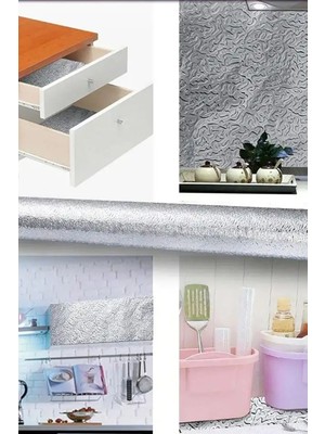 Gampus Mutfak Tezgah Üstü Çekmece Içi Folyo Kaplama Gümüş Yapışkanlı  2 Metre x 40 cm Kolay Silinir