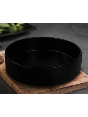 PremiumPort 21 cm Çok Amaçlı Siyah Yemek ve Salata Tabağı, Şık ve Dayanıklı