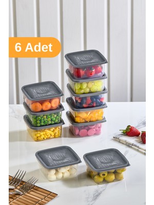 Serstil 6 Adet - 288ML Küçük Kapaklı Gıda Saklama Kabı | Buzdolabı Düzenleyici Kahvaltılık - 8X8X4,5 cm