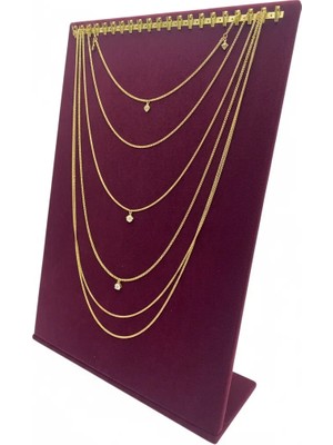 Megass Dekor Süet Kumaş Bordo Renk 24/34 cm Tırnaklı Tesbih-Kolye-Zincir Ayaklı Standı