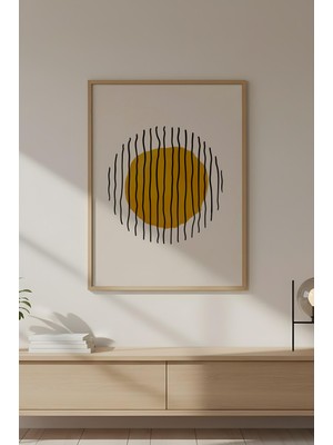 Huhuli Ahşap Çerçeveli Geometrik Desenli Tablo HUHU629