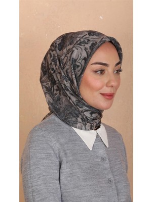 Lo'cella Pamuklu Soft Eşarp 4532-10 Siyah-Vizon