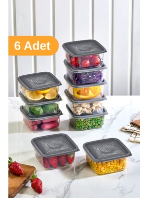 Serstil 6 Adet - 550ML Orta Kapaklı Gıda Saklama Kabı | Buzdolabı Düzenleyici Kahvaltılık - 10X10X5,5 cm