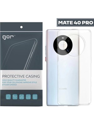 Butik Gor Huawei Mate 40 Pro Kılıf Kamera Korumalı Şeffaf Silikon KILIF-(5775)