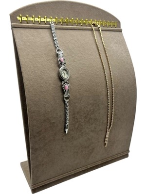 Megass Dekor Süet Kumaş Yeşil Renk 34 cm / 24 cm Dik Bombeli Takı Standı