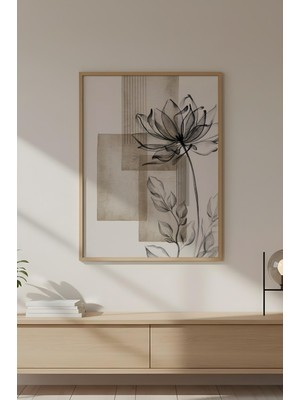 Huhuli Ahşap Çerçeveli Wabi Sabi Koleksiyon Tablo HUHU758