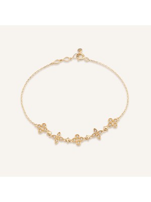 Aja Auralis Sıralı Motifler Çok Taşlı Altın Bileklik