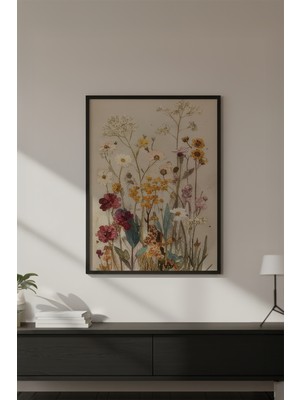 Huhuli Ahşap Siyah Çerçeveli Wabi Sabi Koleksiyon Tablo HUHU752