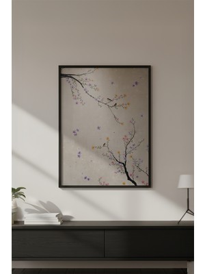 Huhuli Ahşap Siyah Çerçeveli Wabi Sabi Koleksiyon Tablo HUHU724