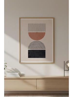 Huhuli Ahşap Çerçeveli Soyut Geometrik Desenli Tablo HUHU626