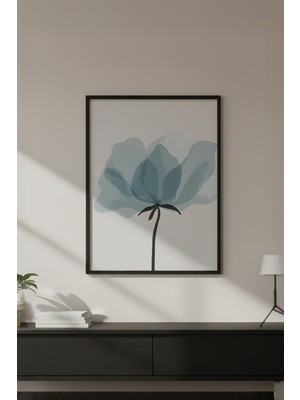 Huhuli Ahşap Siyah Çerçeveli Soyut Çiçek Desenli Tablo HUHU618