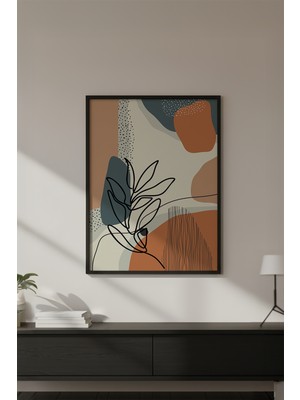 Huhuli Ahşap Siyah Çerçeveli Soyut Desenli Modern Tablo HUHU640