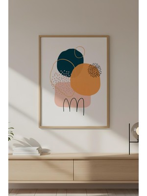 Huhuli Ahşap Çerçeveli Soyut Çiçek Desenli Tablo HUHU654