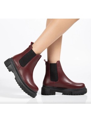 Cash Dukkan 812-2137 Bordo Lastikli Günlük Kadın Bot