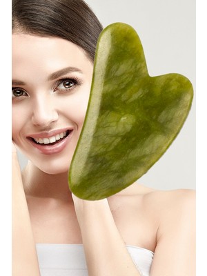 Gampus Yeşim Kalp Gua Sha Yüz Masaj Taşı Yüz Masaj Aleti