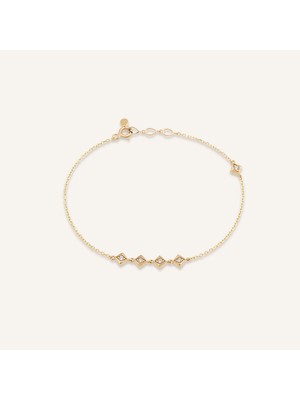 Aja Cubira Geometrik Motifli Çok Taşlı Altın Bileklik