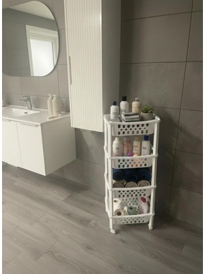 Okyanus Home Multi 4 Katlı Tekerlekli Banyo-Mutfak Düzenleyici Beyaz
