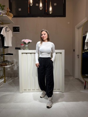 A.T. Kids-Women Kadın Yüksek Bel Lastikli Rahat Kesim Jogger Pantolon