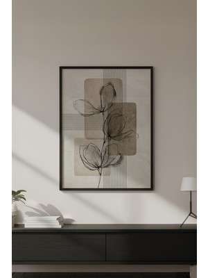 Huhuli Ahşap Siyah Çerçeveli Wabi Sabi Koleksiyon Tablo HUHU757